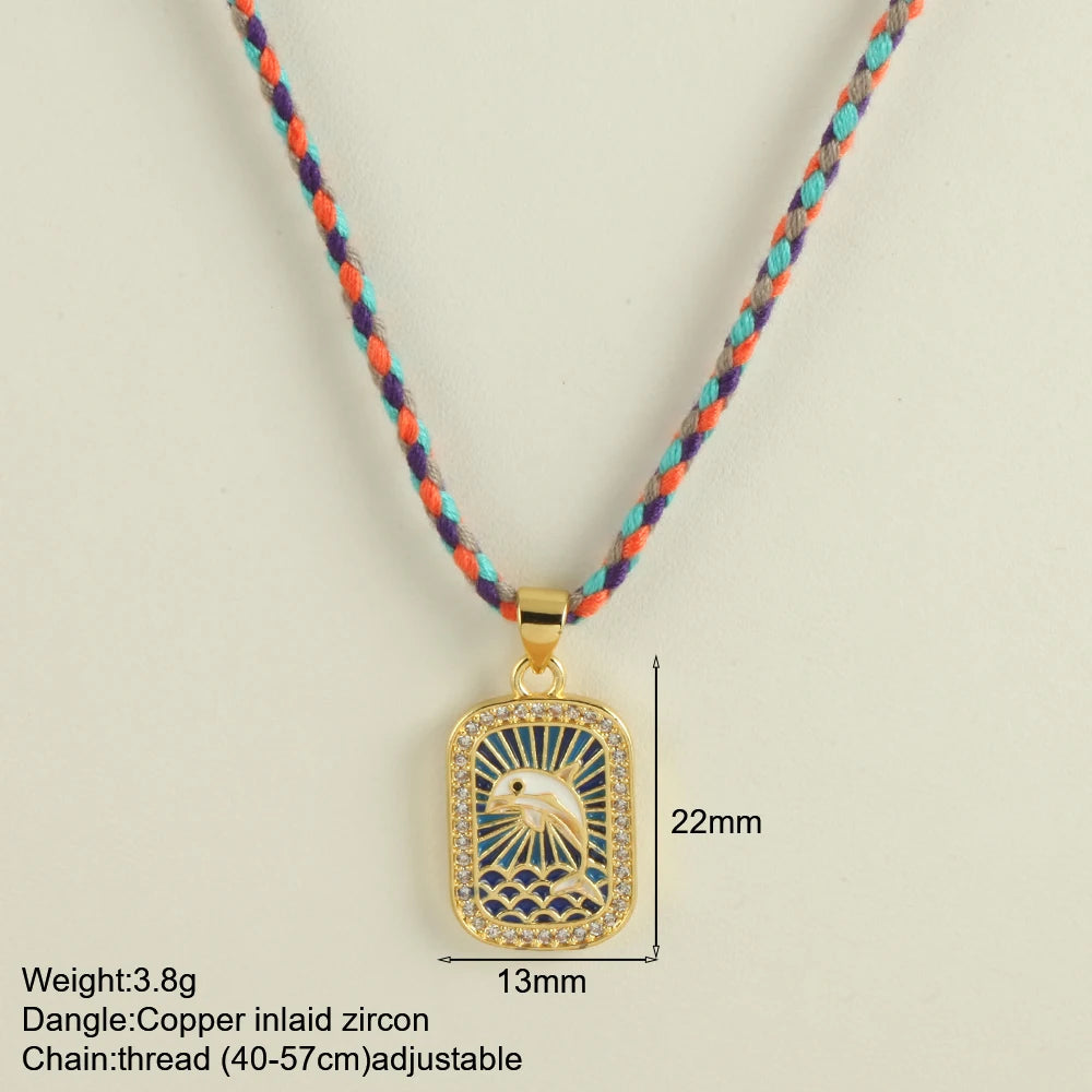 Bohemian POP Art Heart Necklace For Women Gothic Evil Blue Eye Collars Handwoven Wool Chain Choker Tarot Card Summer Jewelry