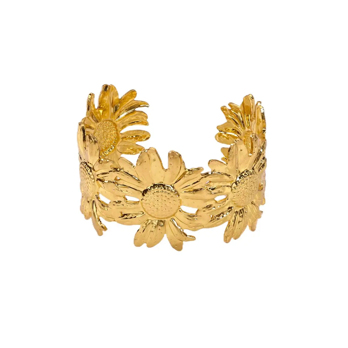 Free Shipping Geometric Sunflower Bracelet For Women Stainless Steel Gold Color Bangle Exquisite Classic New Fashion Jewelry