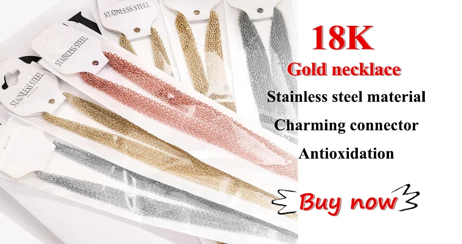 5pcs Wholesale 0.9/1.2/1.5mm Plated 18K Gold Snake Round Chain Necklace for Men Women Silver Necklaces Fashion DIY Jewelry