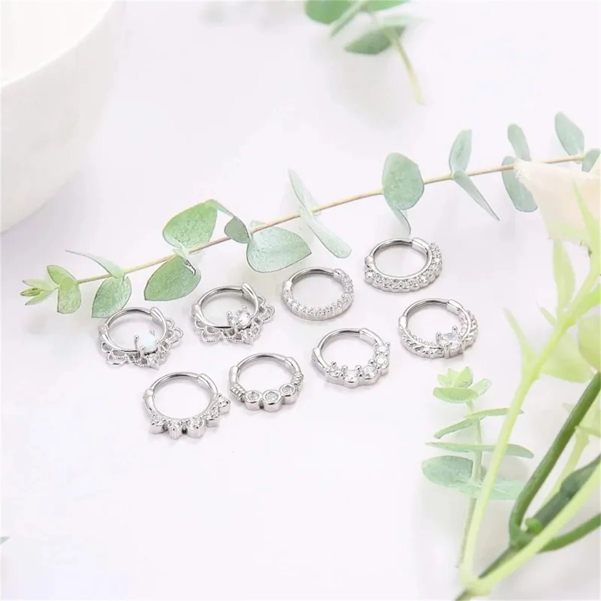 6Pcs 16G Fashion Stainless Steel Septum Clicker Nose Rings,Cartilage Tragus Helix Daith Earring Hypoallergenic Piercing Jewelry