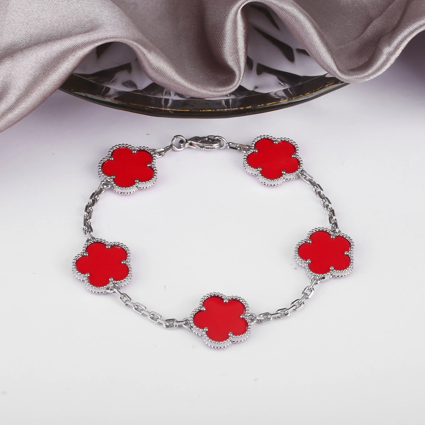 Simple 15mm Natural Shell Stone Five-Leaf Flower Set Bracelet Necklace Classic Flower Woman Jewelry Sets For Party Daily Wear