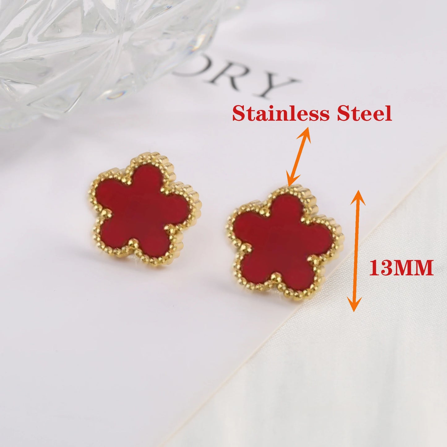 6 Colors Simple Botanical Five Leaf Flower Stainless Steel Stud Earring Classic for Woman Party Jewelry Accessories Clover