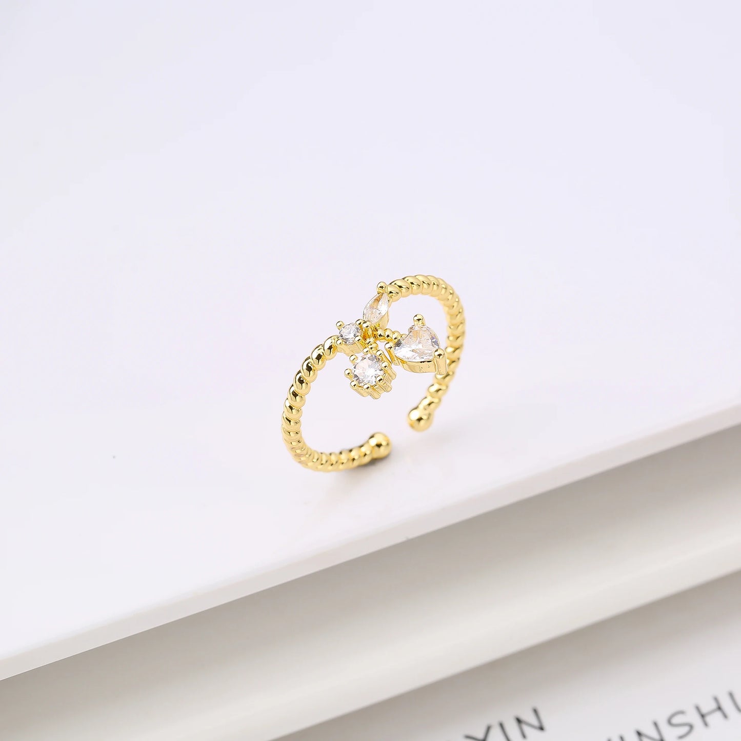 Sweet And Lovely Fruit Cherry Crystal Zirconia Opening Adjustable Ring Simple For Woman Girl Daily Party New Fashion Jewelry