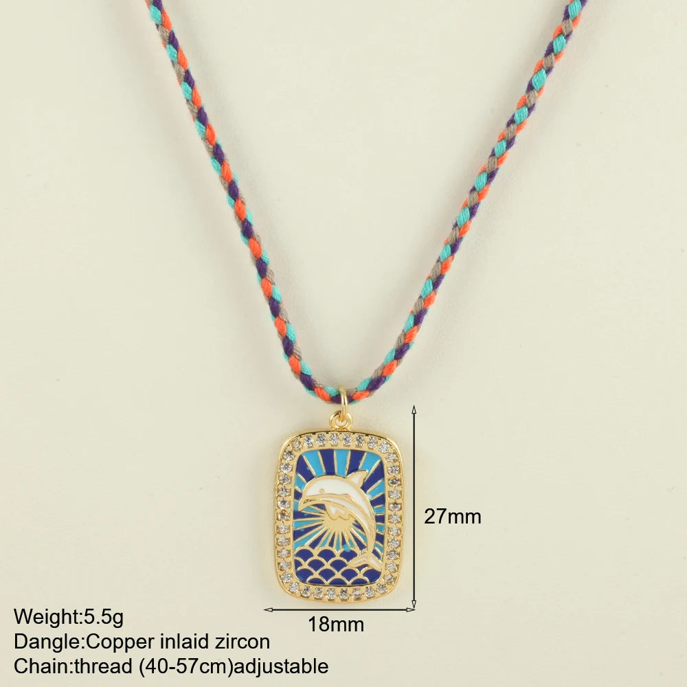 Bohemian POP Art Heart Necklace For Women Gothic Evil Blue Eye Collars Handwoven Wool Chain Choker Tarot Card Summer Jewelry