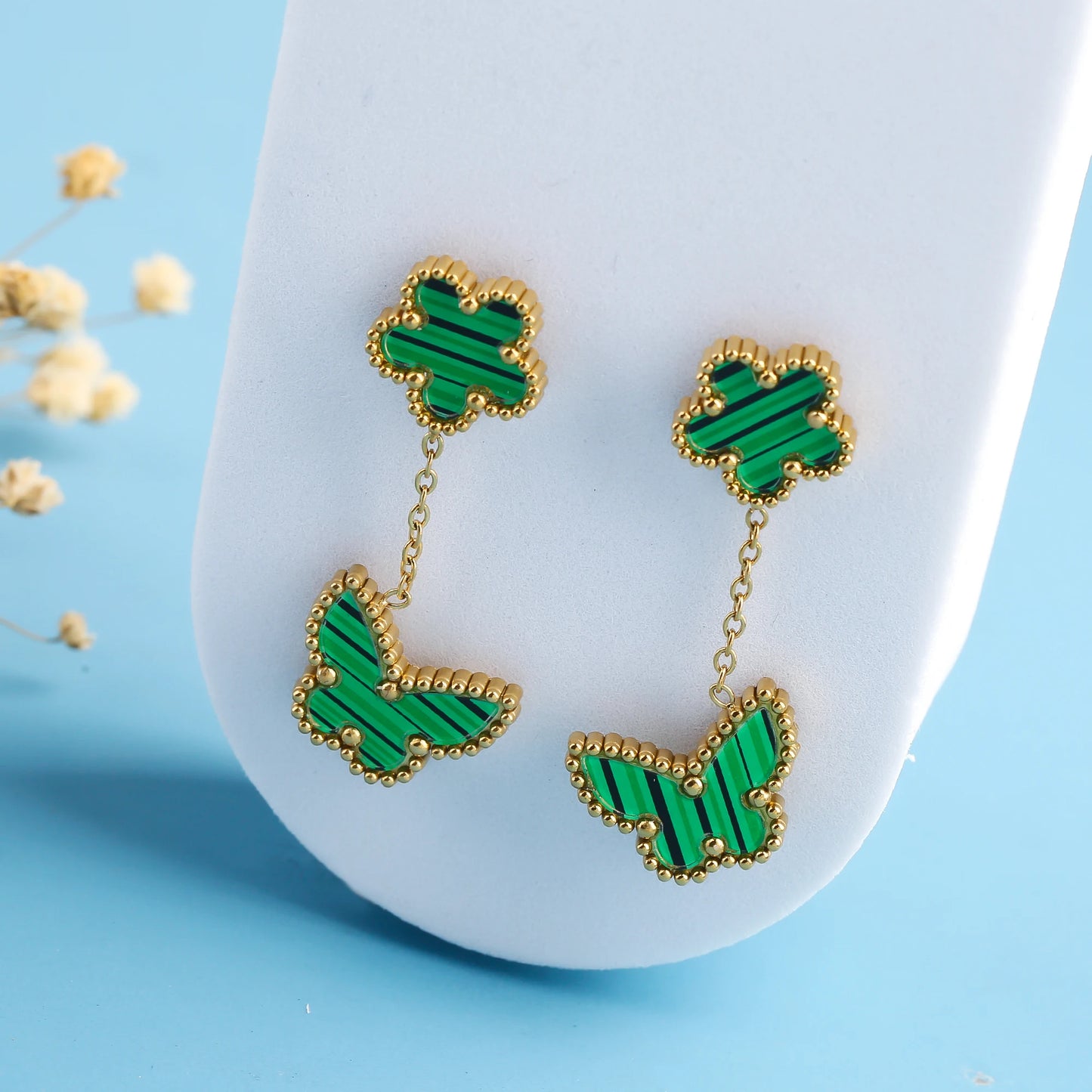 6 Colors Simple Botanical Five Leaf Flower Stainless Steel Stud Earring Classic for Woman Party Jewelry Accessories Clover