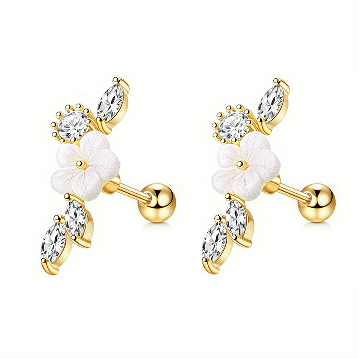 2Pcs 16G Stainless Steel Screw Back Stud Earrings for Women,Cubic Zerconia Cartilage Conch Helix Ear Piercing Jewelry