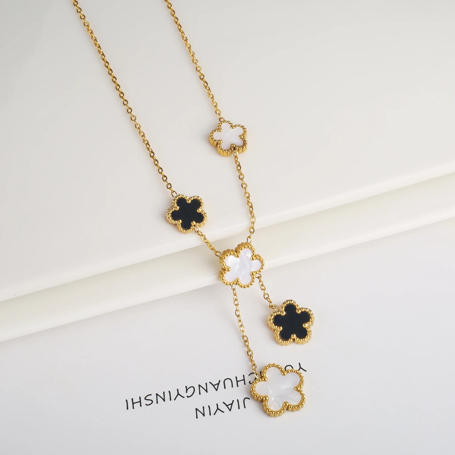 High Quality Stainless Steel Five Leaf Flower Women Jewelry Set Bracelet Necklace Earrings Simple for Woman Clover Brand Jewelry