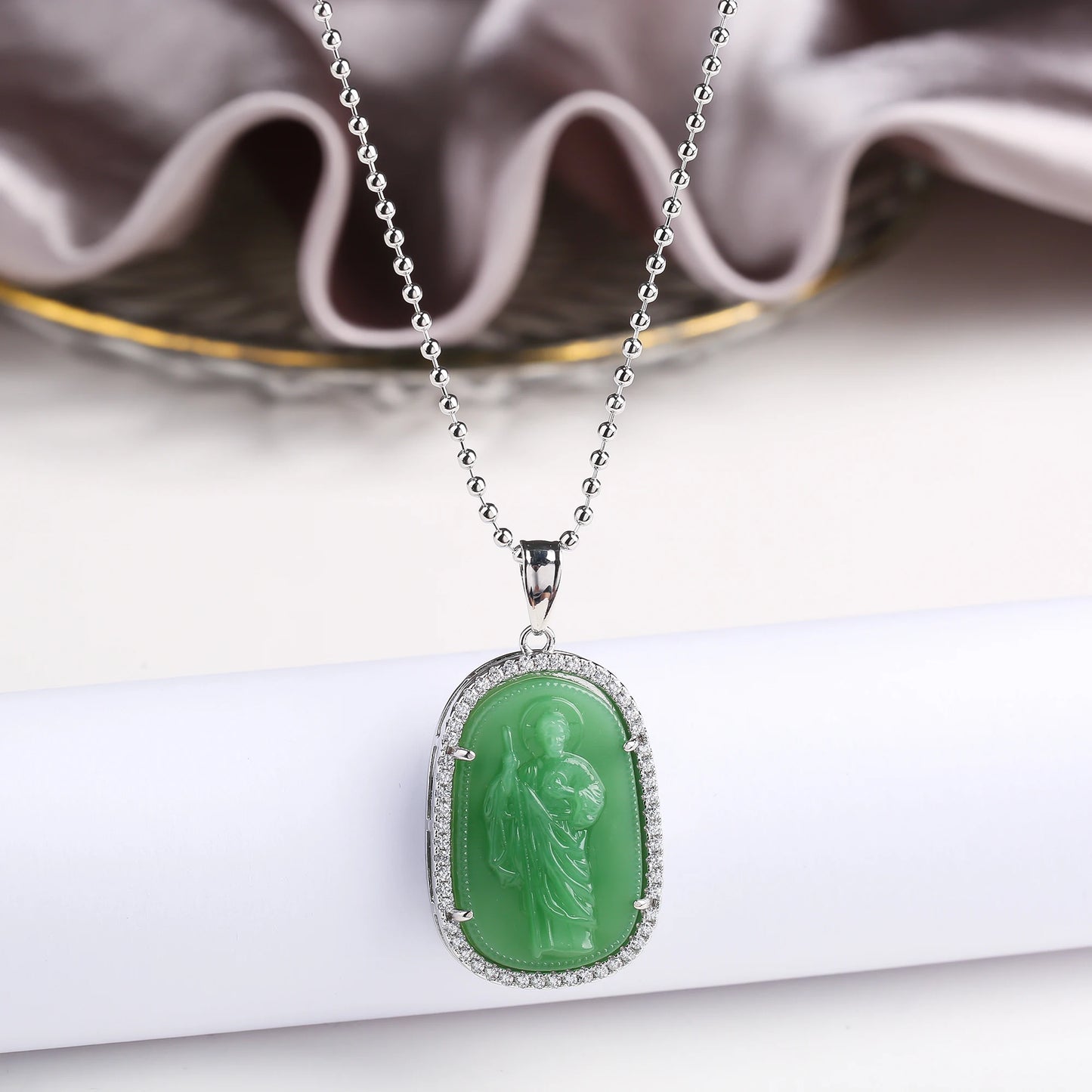 Gold/Silver Hot Sale Religious Style Gold Plated St. Jude Zircon Pendant Necklace Personalized for Man Woman Party Jewelry Gift