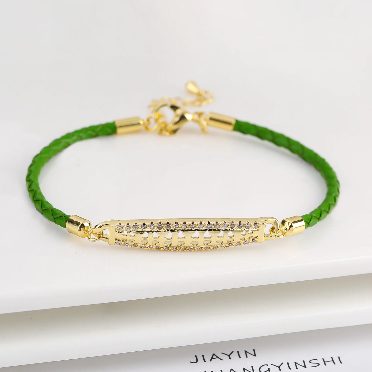 High Quality Cubic Zirconia Rectangle Accessory Leather Rope Bracelet Luxury for Party Wedding Jewelry Fine Gift Dropshipping