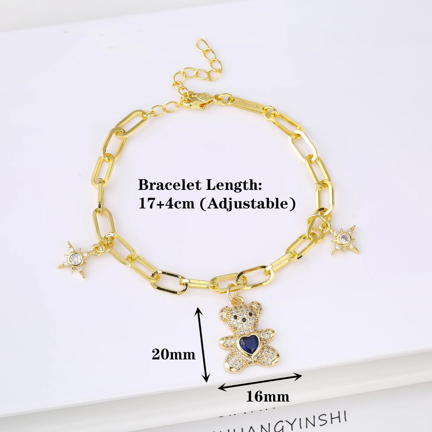Hot Sale 2PCS Animal Bear Zirconia Bracelet Jewelry Necklace Set for Women Female Daily Party Crystal Jewelry Girl Gift