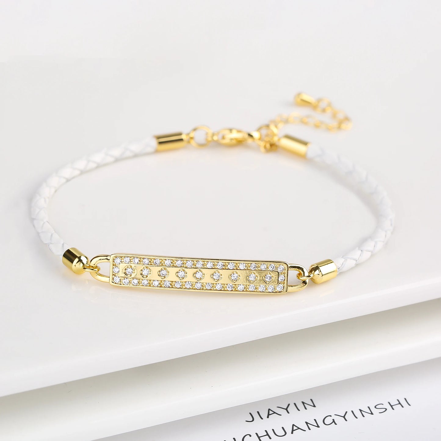 High Quality Cubic Zirconia Rectangle Accessory Leather Rope Bracelet Luxury for Party Wedding Jewelry Fine Gift Dropshipping