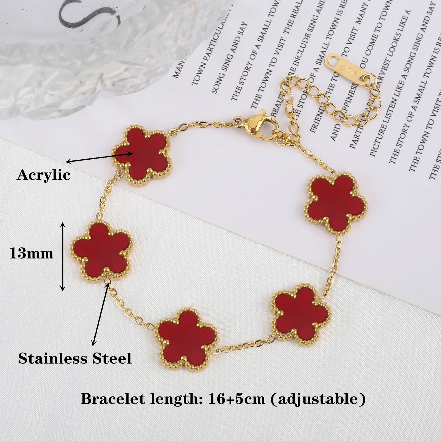 Hot Sale 316L Stainless Steel Classic Five Leaf Flower Bracelet Luxury for Woman Girl New Trend Party Flower Jewelry Gift Clover