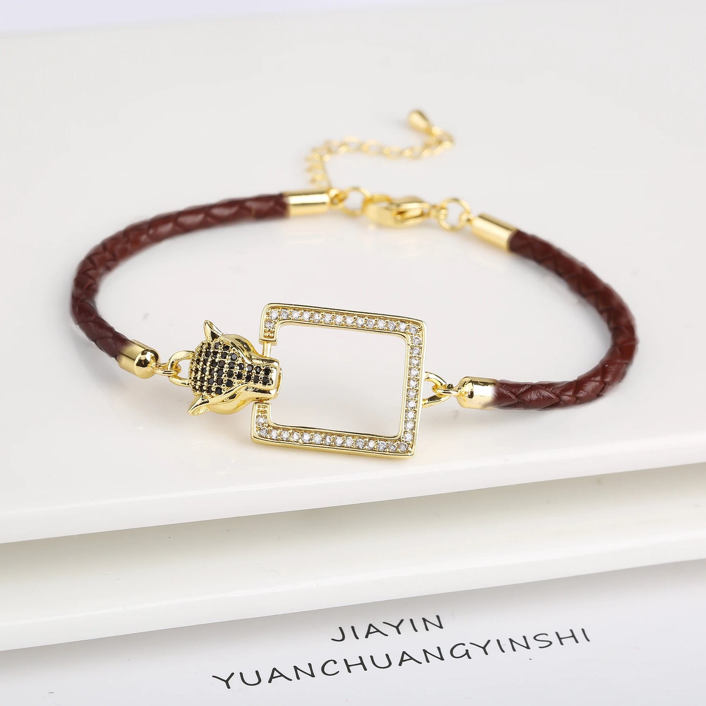 15 Style Hot Sale Shiny Zirconia Animal Leopard Head Leather Braided Bracelet Hip Hop for Men Women Fashion Jewelry Accessories