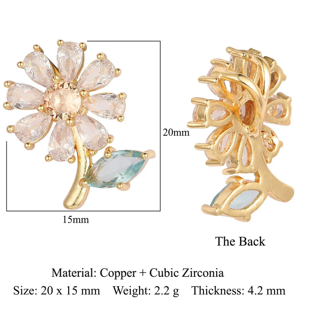 3pcs/Lot Cross Sunflower Cubic Zirconia Pendant Life Tree Maple Leaf Grape Cherry Brass CZ Charms DIY Jewelry Necklace Pendants