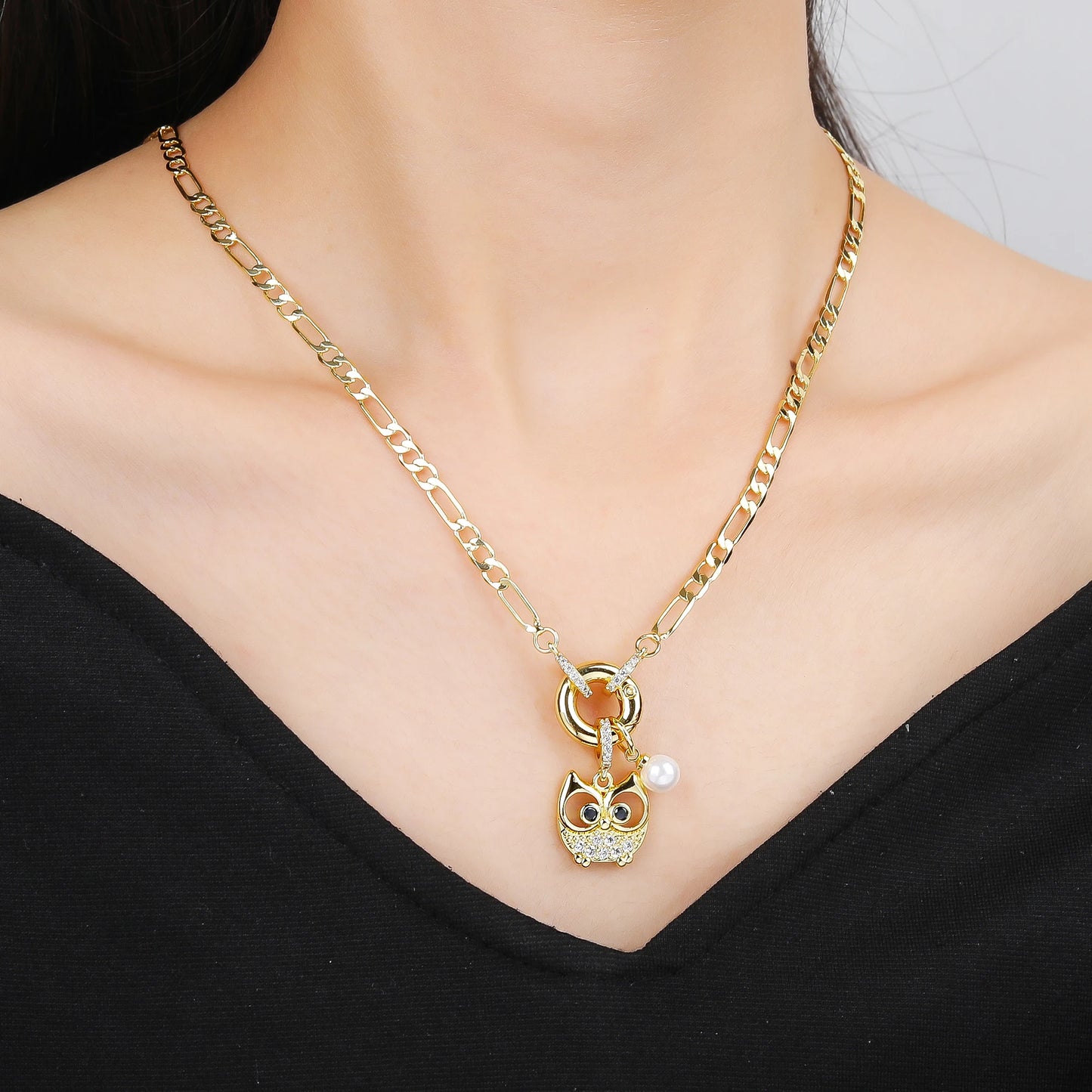 7 Style Shiny Cubic Zirconia Animal Bird Cat Pendant Necklace Personalized for Woman Party 3:1 Chain Jewelry Choker Daily Wear