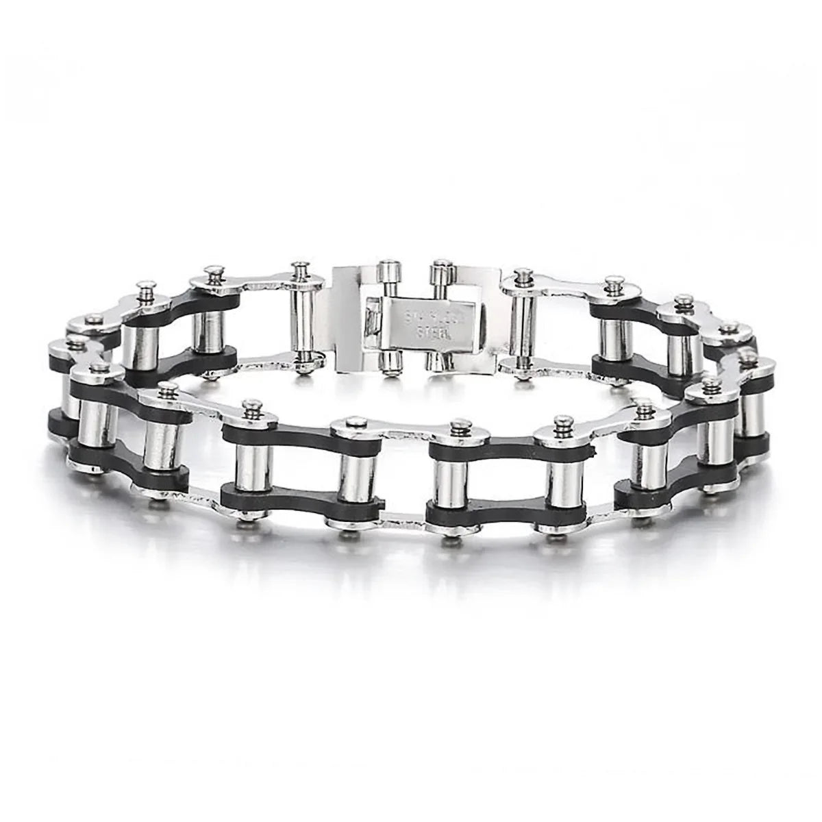 1pc New Cool Punk Motorcycle Bracelet for Men Women, Stylish Vintage Stainless Steel Versatile Buckle Bracelet