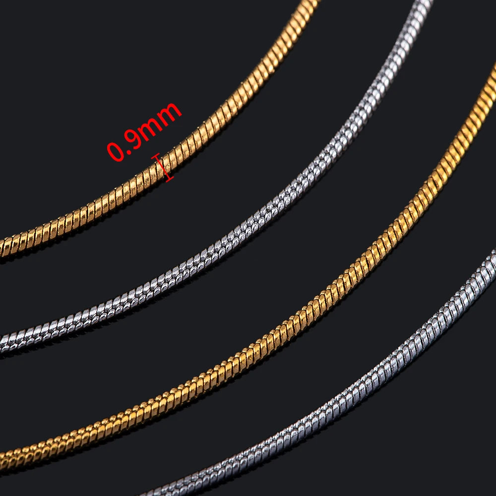 5pcs 1pc Stainless Steel Round Snake Chain Lobster Clasp Adjustable Stick with Silicon Bead Necklace Part Fashion Jewelry Making