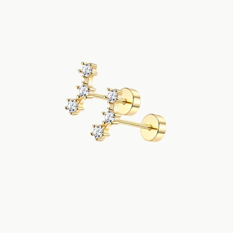 2/14 Pcs 20G Tiny Stainless Steel Screw Back Stud Earrings Set for Women, Simple Hinged Nose Rings Huggie Hoop Earring Jewelry