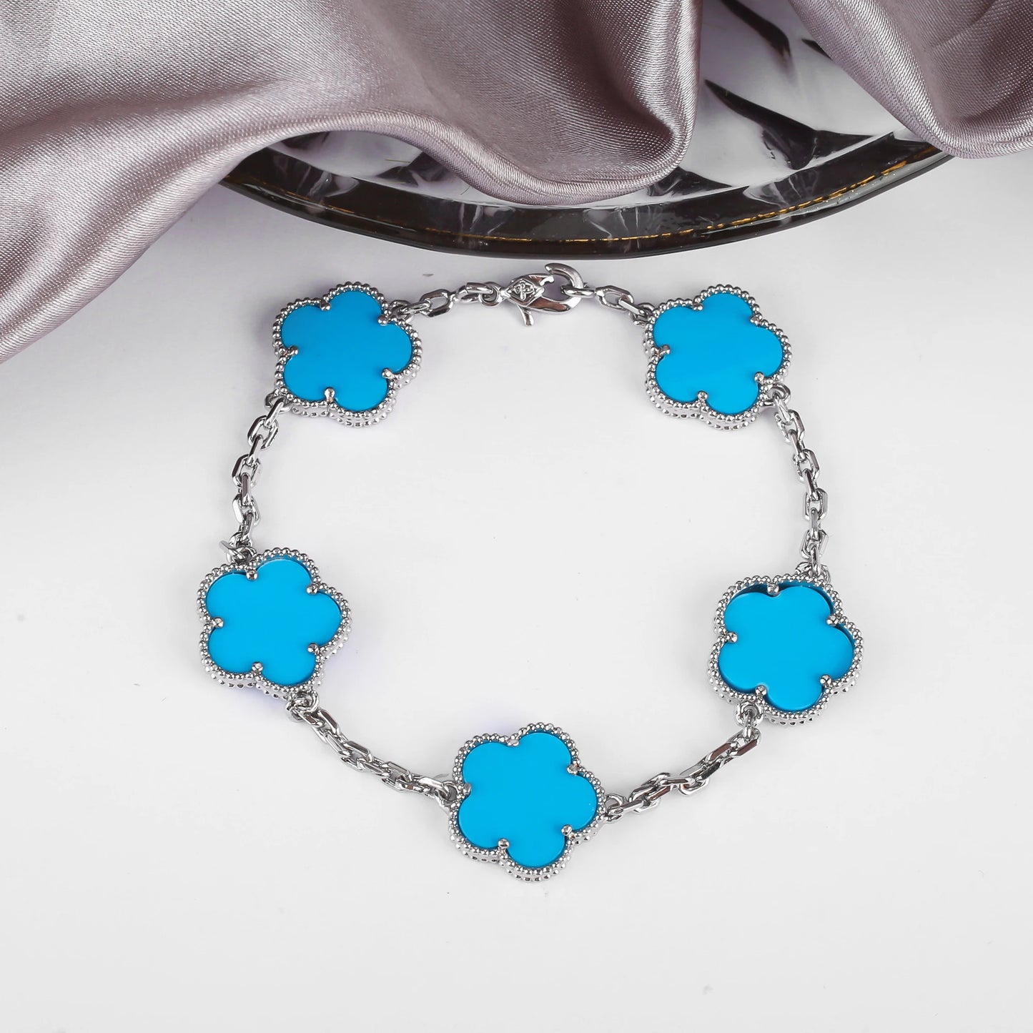 Simple 15mm Natural Shell Stone Five-Leaf Flower Set Bracelet Necklace Classic Flower Woman Jewelry Sets For Party Daily Wear
