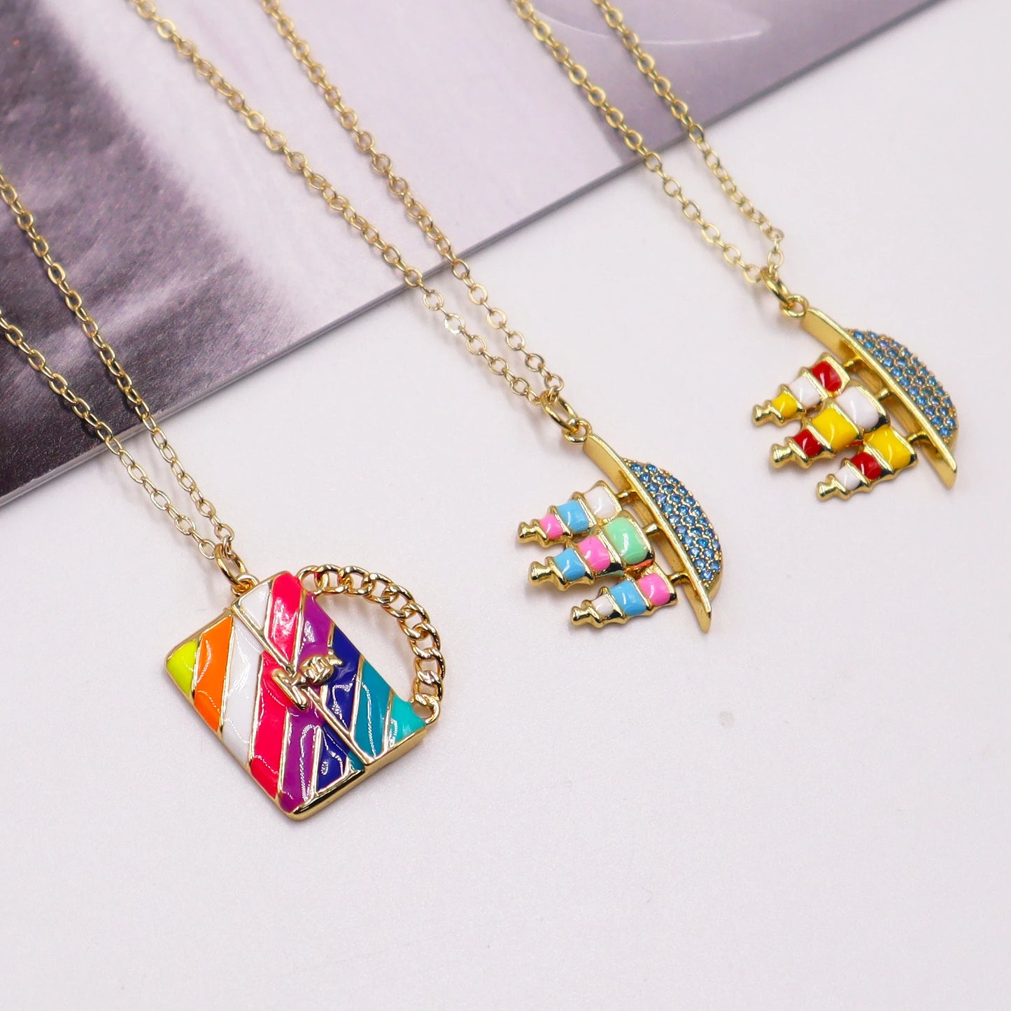 Personalized Geometric Pendant Copper Drip Oil Bag Boat Pendant Necklace Fashion Woman Jewelry For Birthday Party Daily Wear