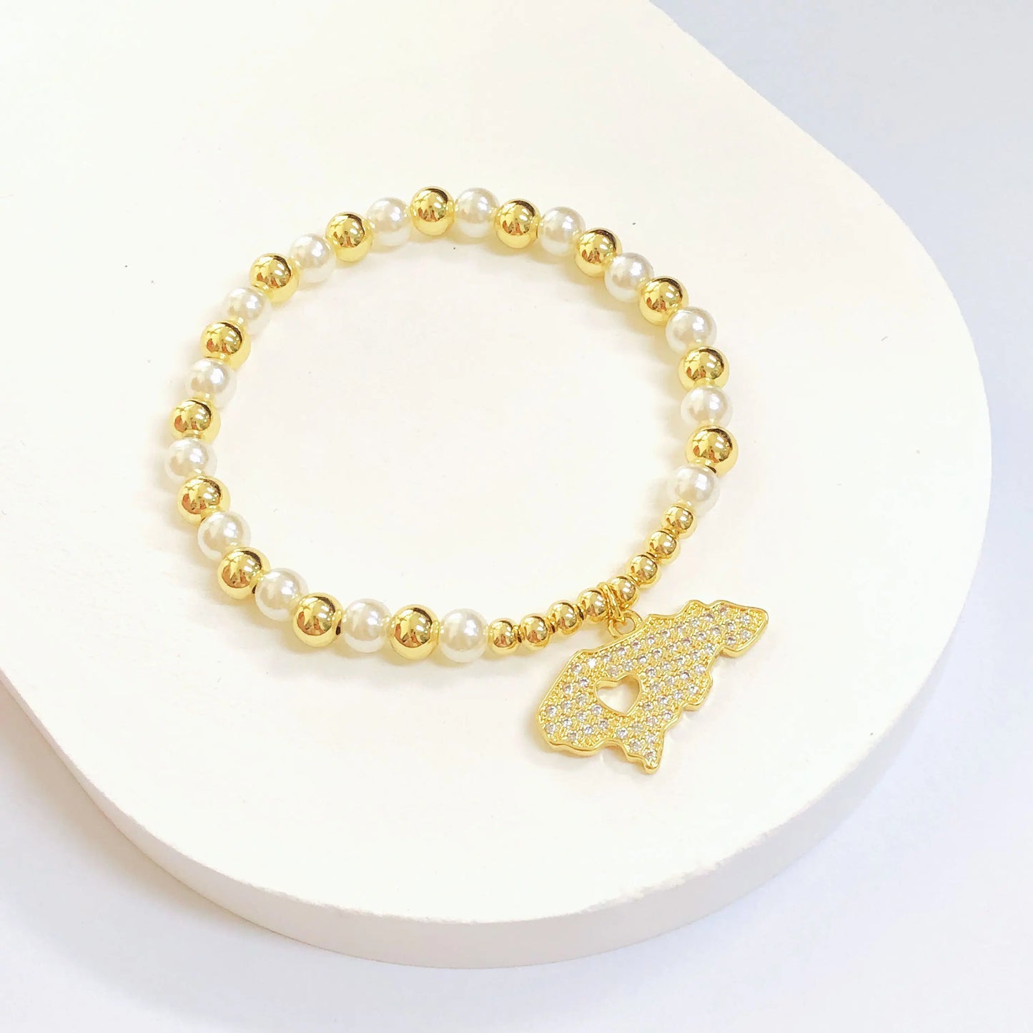 New Arrival Venezuela Mexico Dominican Map Bracelet Luxury Pearl Chain Flag Bracelet for Men Women Party Birthday Jewelry