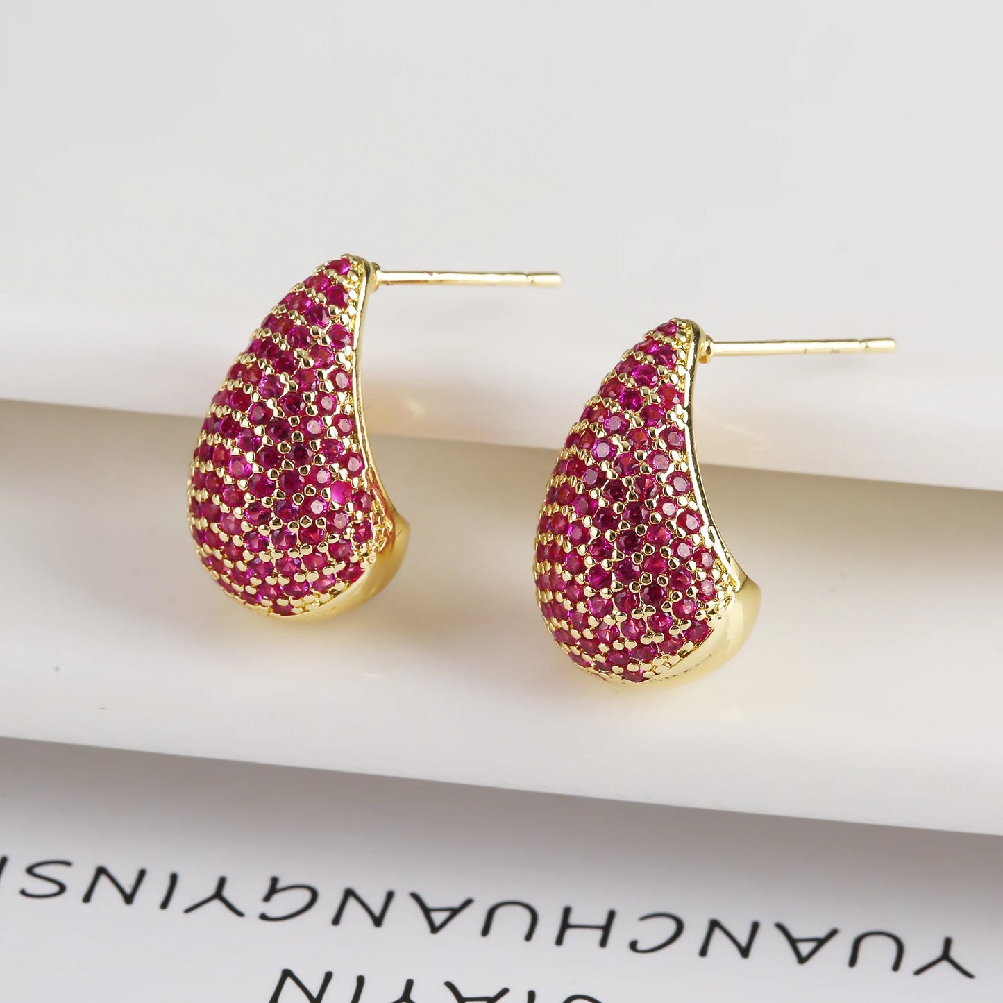 Luxury Shiny Full Zirconia Comma Studs Earrings Fashion Water Drops Crystal Earrings Charming for Women Daily Party Jewelry