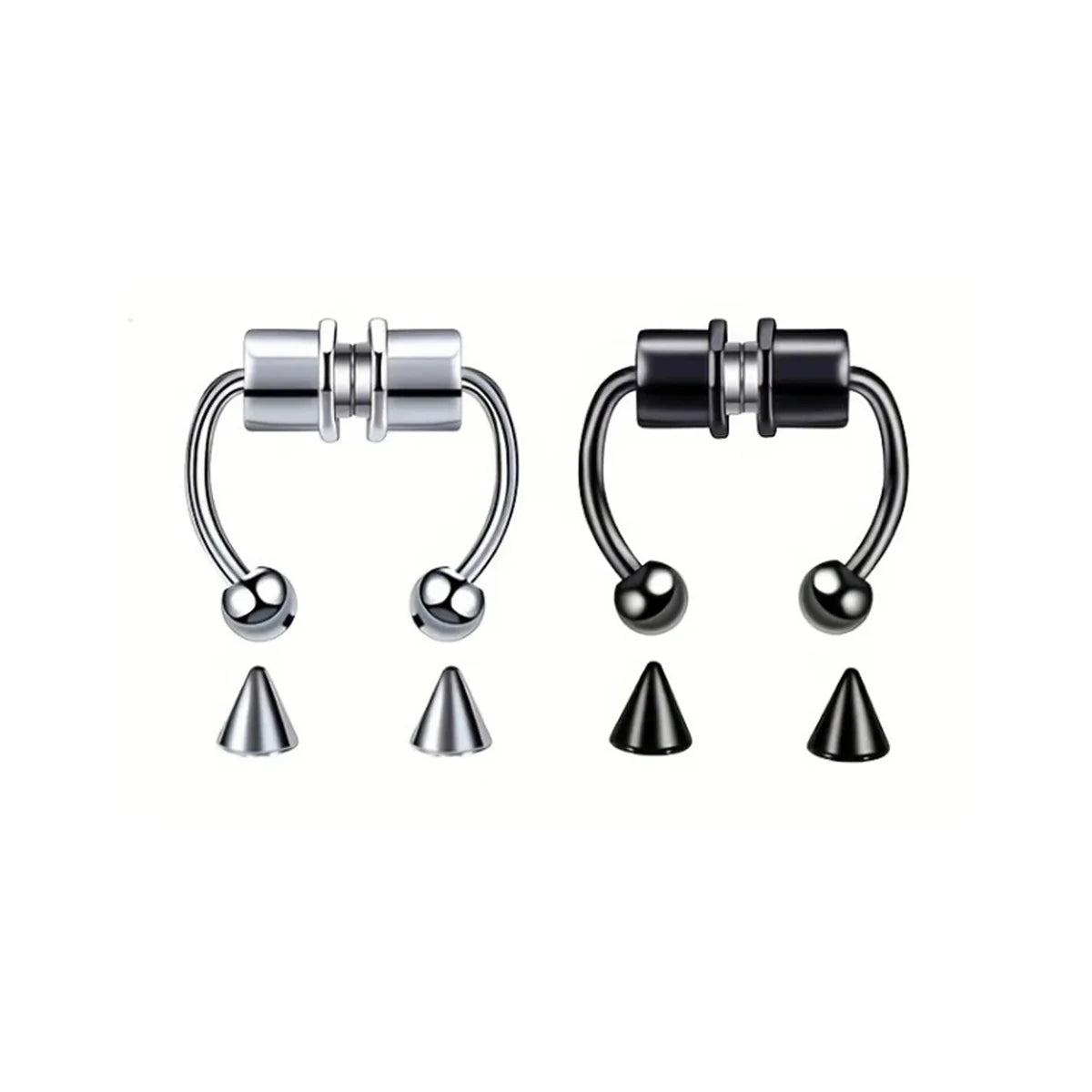 1/2/3/4/5pcs Fake Magnetic Stainless Steel Nose Rings,Non Piercing Septum Rings Magnetic Nose Ring Clipped Onto The Nose