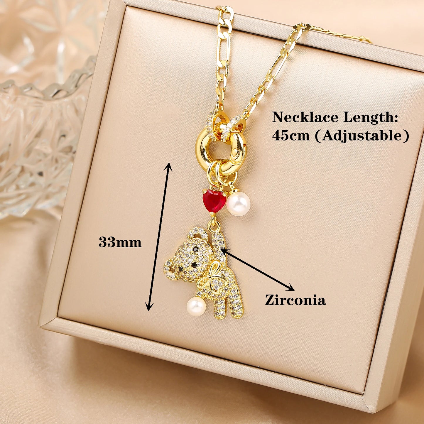 New Creative Zirconia Dolphin Bear Ladies Clavicle Chain Choker Cute Animal Pendant Necklace Aesthetic Neck Jewelry Fine Gift