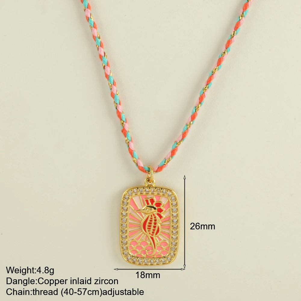 Bohemian POP Art Heart Necklace For Women Gothic Evil Blue Eye Collars Handwoven Wool Chain Choker Tarot Card Summer Jewelry