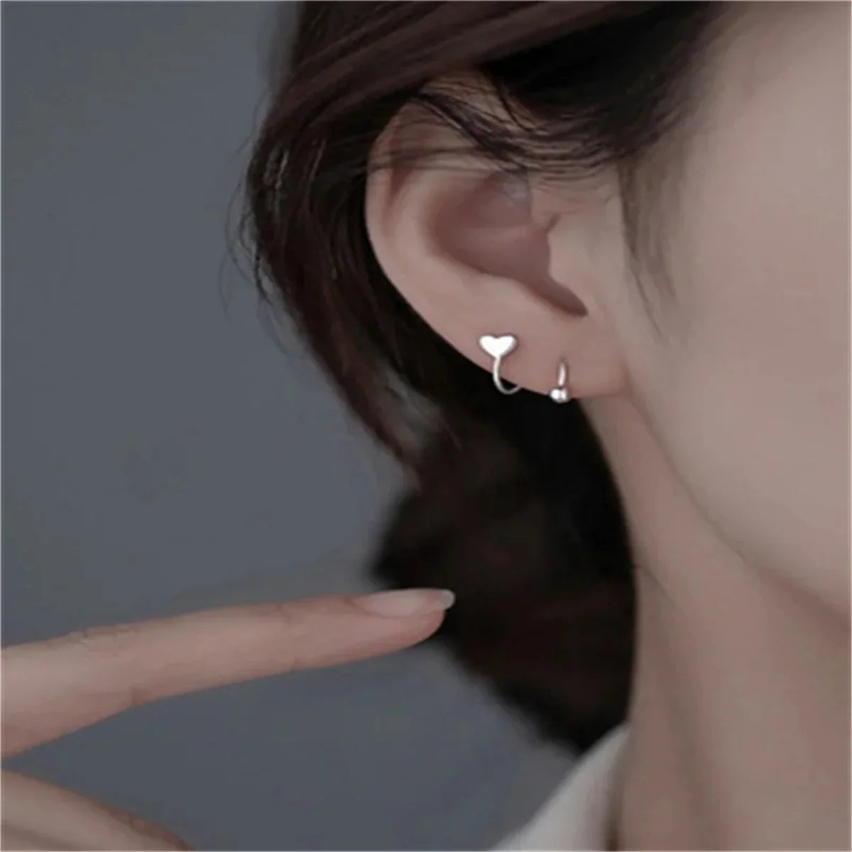 2pcs Stainless Steel Twist Love Heart Star Stud Earrings,S Shape Hypoallergenic Daith Helix Ear Cartilage Tragus Piercing Gift
