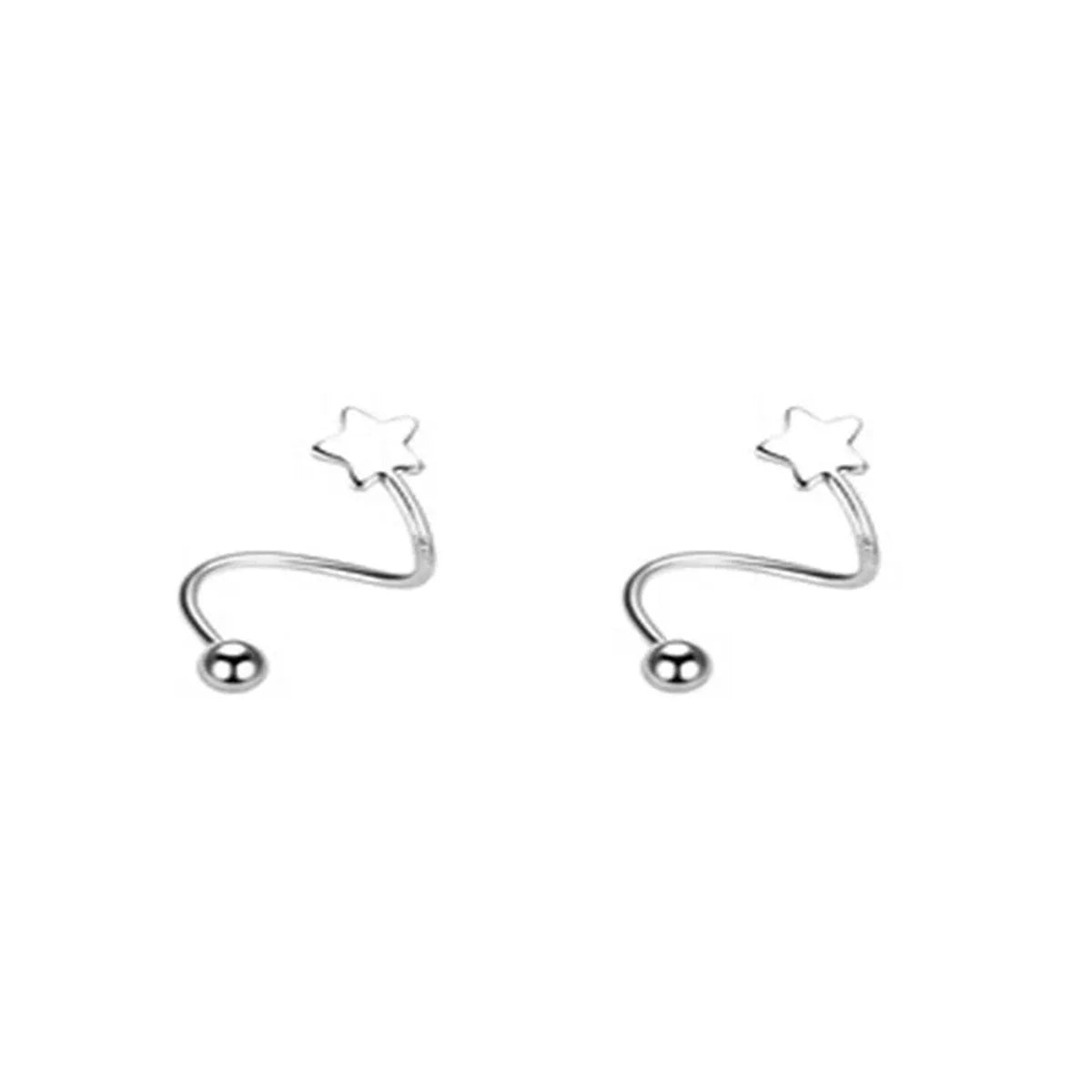 2pcs Stainless Steel Twist Love Heart Star Stud Earrings,S Shape Hypoallergenic Daith Helix Ear Cartilage Tragus Piercing Gift