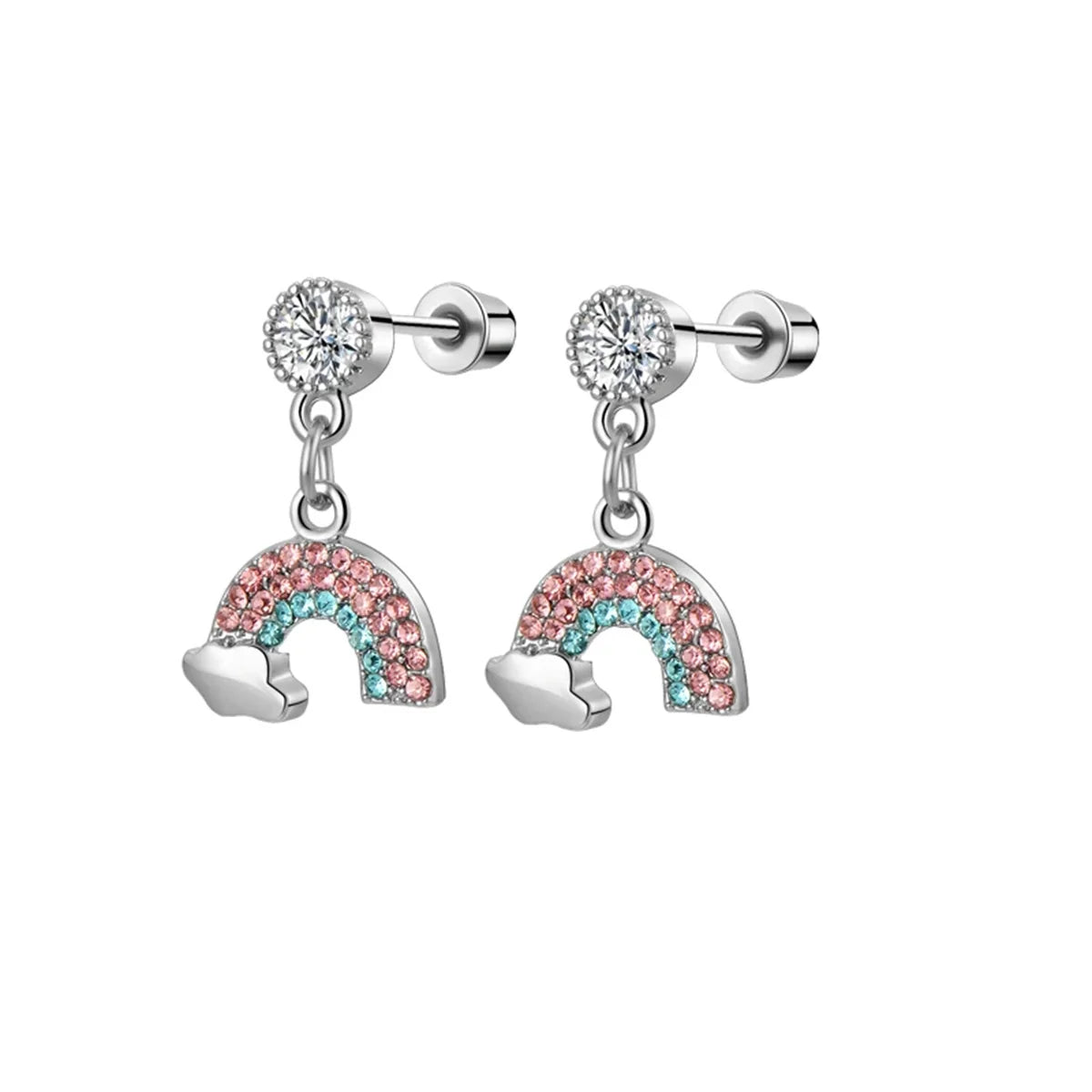 2/8pcs Hypoallergenic Heart Flower Dangle Screw Back Earrings,Flat Back Ear Studs Butterfly Cartilage Tragus Piercing Jewelry