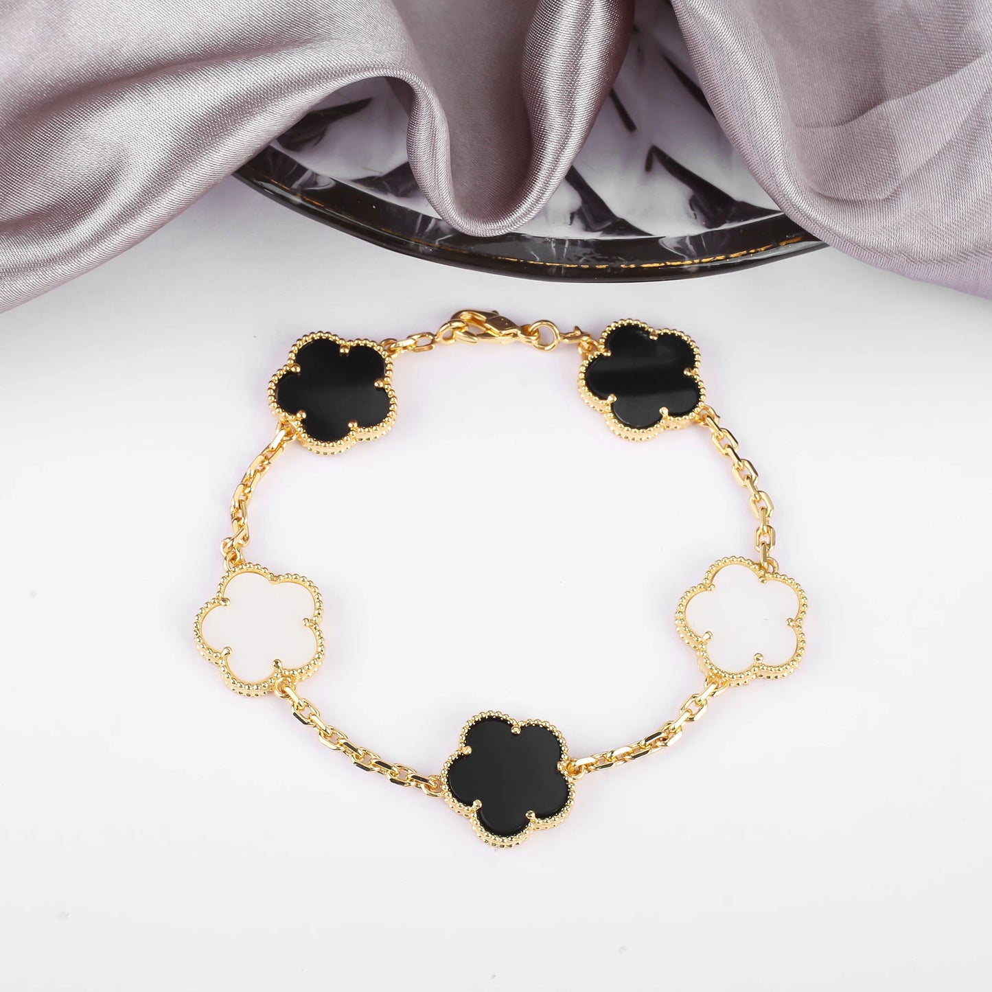 Simple 15mm Natural Shell Stone Five-Leaf Flower Set Bracelet Necklace Classic Flower Woman Jewelry Sets For Party Daily Wear