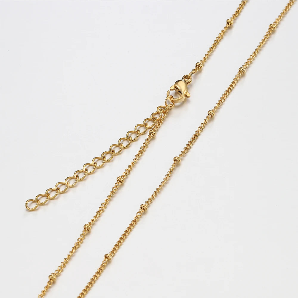 10pcs 5pcs Stainless Steel Bead Chain Necklace Chains for DIY Jewelry Making Findings 45cm+5cm Chain with Lobster Clasps No Fade