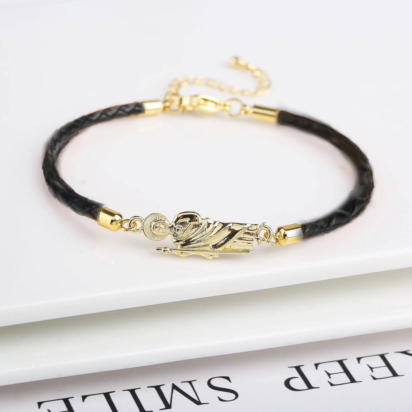 Hot Sale Green Pink Religious St. Jude Leather Rope Braided Jewelry Bracelet Fashion for Man Woman Daily Party Zirconia Jewelry