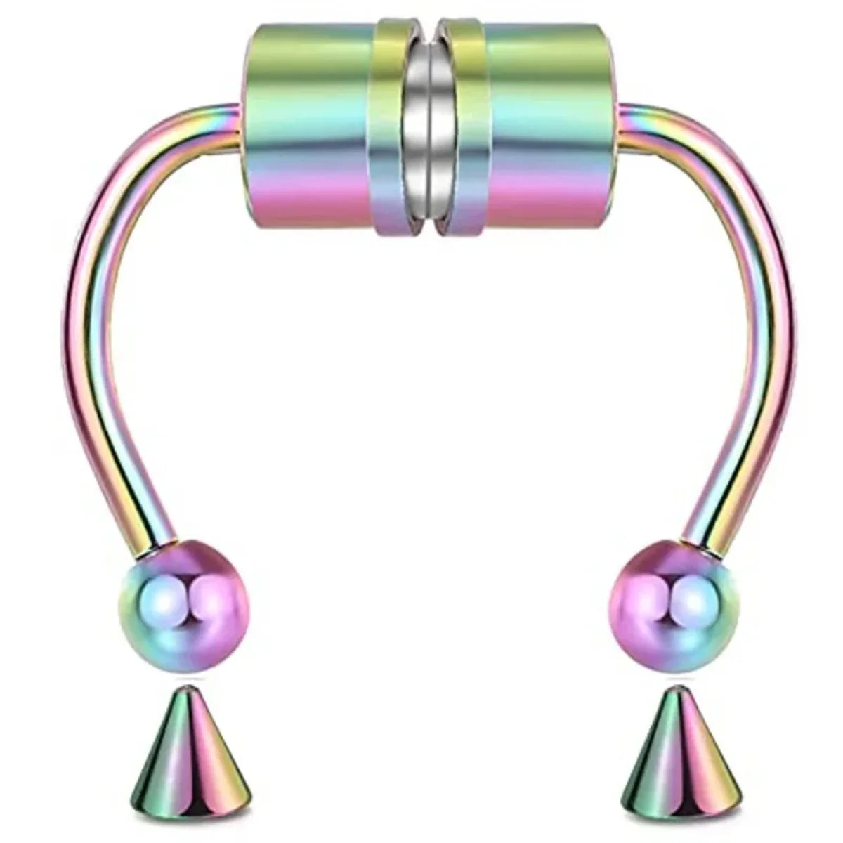 1/2/3/4/5pcs Fake Magnetic Stainless Steel Nose Rings,Non Piercing Septum Rings Magnetic Nose Ring Clipped Onto The Nose