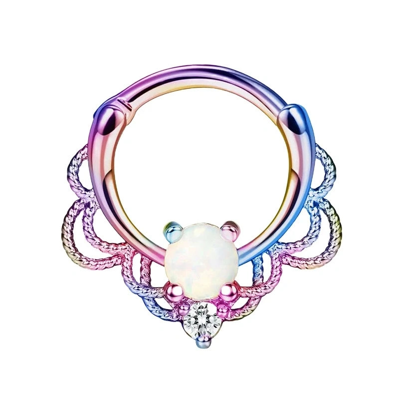 1/4Pcs 16G Stainless Steel Opal Colourful Nose Ring for Women Men,Fashion Sexy Septum Nasi Diaphragm Piercing Jewelry Gift