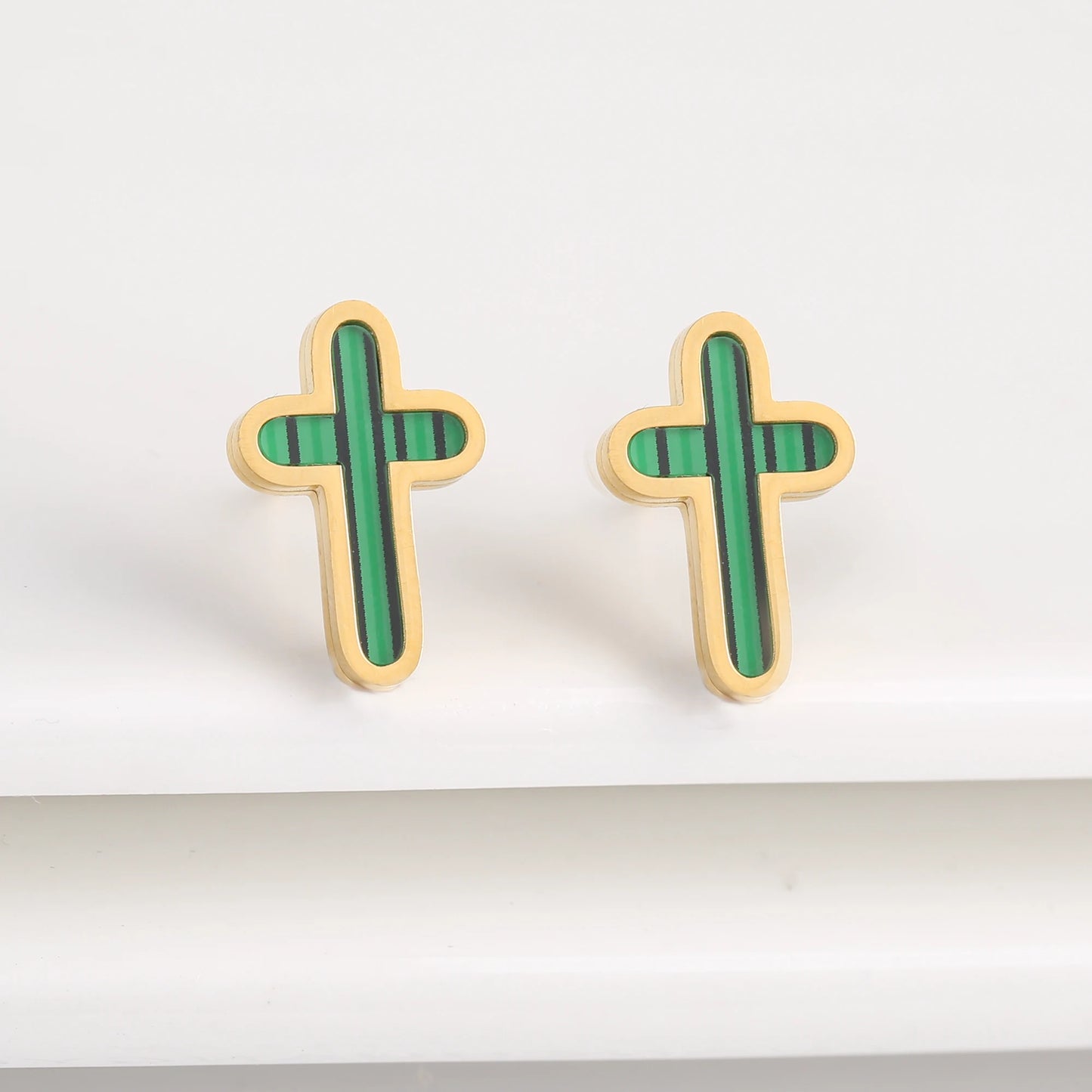 7 Colors New Design Cross Stainless Steel Classic Studs Earrings High Quality Minimalist Wedding Anniversary Woman Jewelry Gift