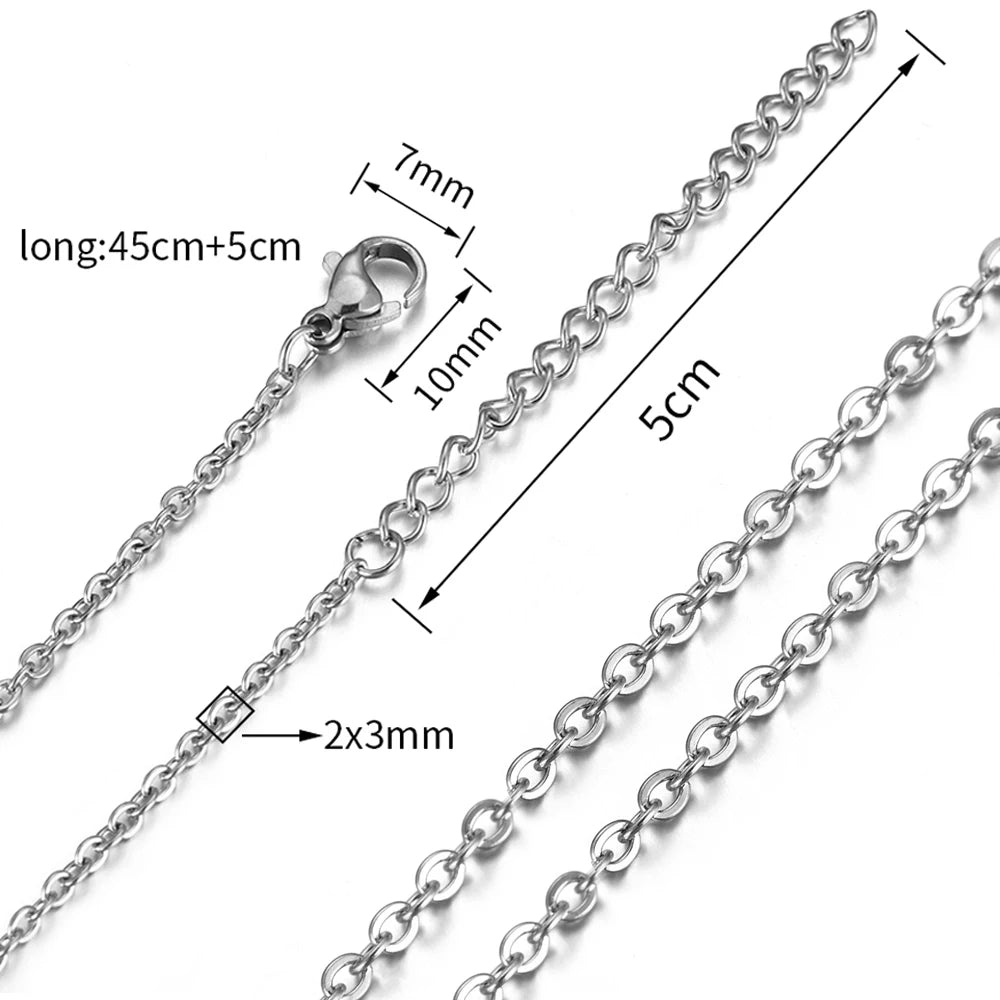 10pcs 5pcs Stainless Steel Bead Chain Necklace Chains for DIY Jewelry Making Findings 45cm+5cm Chain with Lobster Clasps No Fade