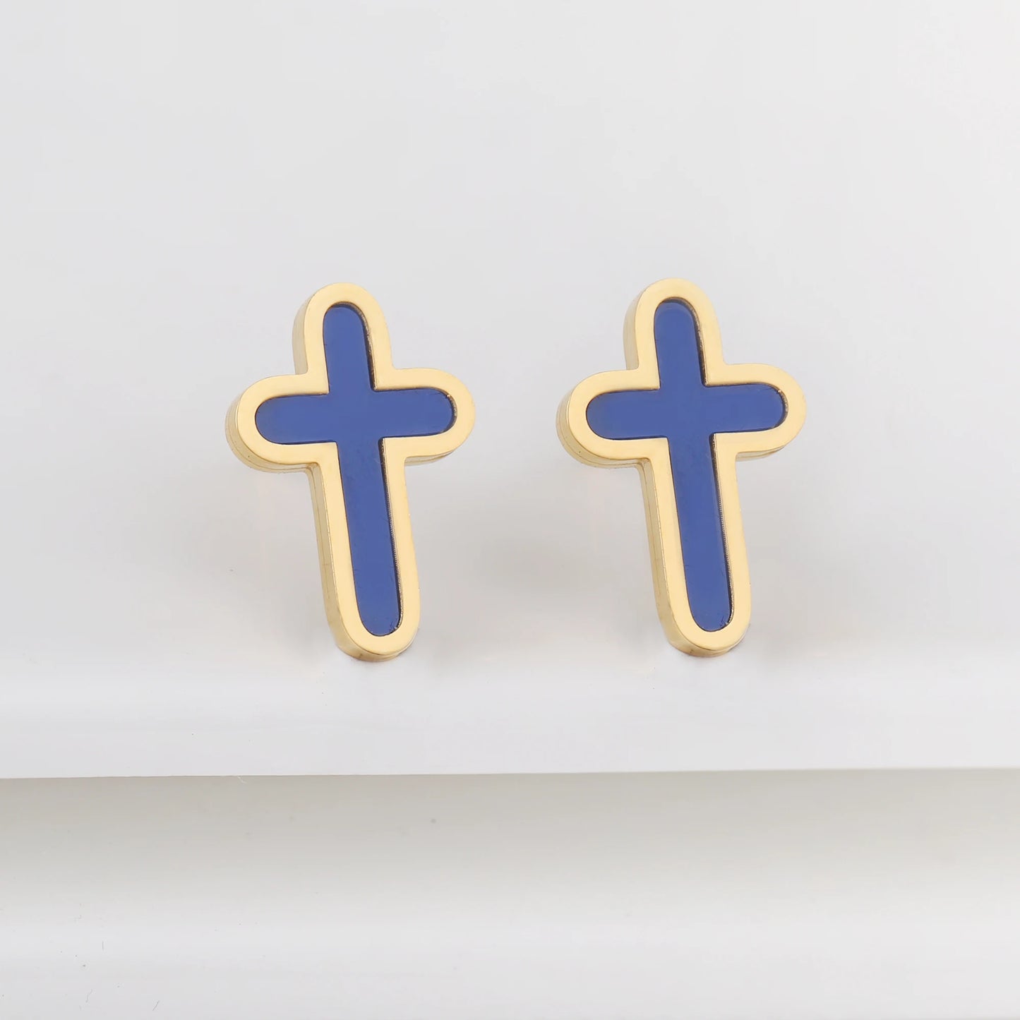 7 Colors New Design Cross Stainless Steel Classic Studs Earrings High Quality Minimalist Wedding Anniversary Woman Jewelry Gift