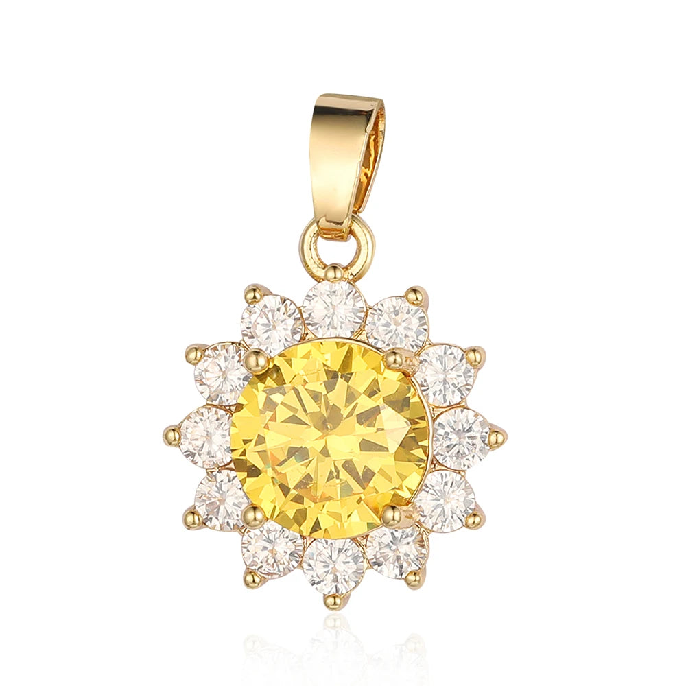 3pcs/Lot Cross Sunflower Cubic Zirconia Pendant Life Tree Maple Leaf Grape Cherry Brass CZ Charms DIY Jewelry Necklace Pendants