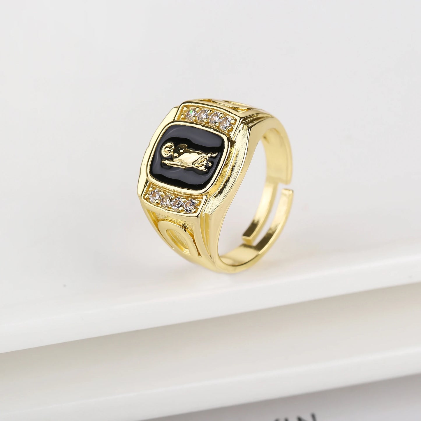 Gold Plated Classic Religious Character St. Jude Adjustable Ring Fashion for Man Woman Party Wedding Jewelry Gift Daily Wear