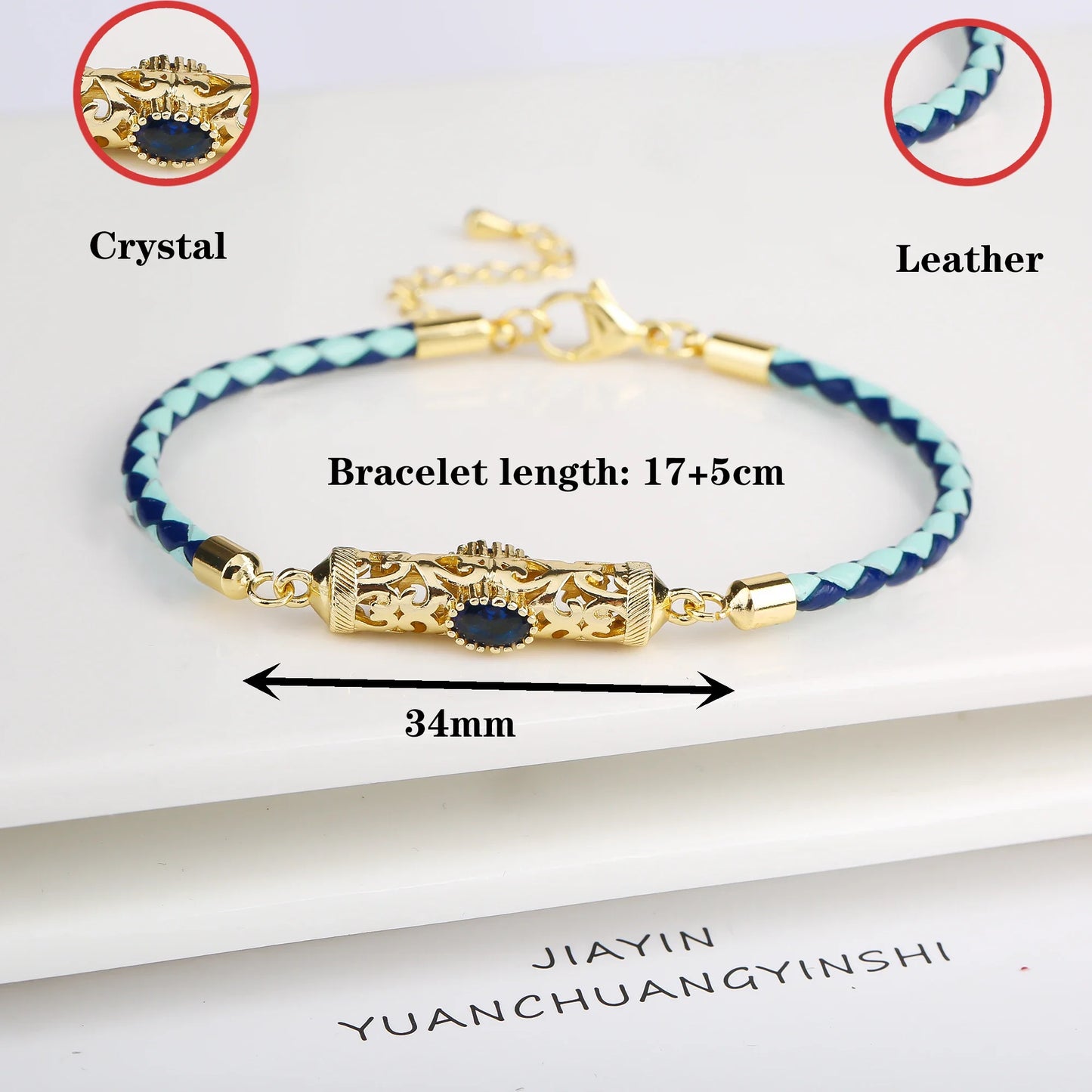 4 Color Fashion Crystal Dragon Column Leather Braided Adjustable Bracelet Classic for Woman Birthday Wrist Jewelry Couple Gift