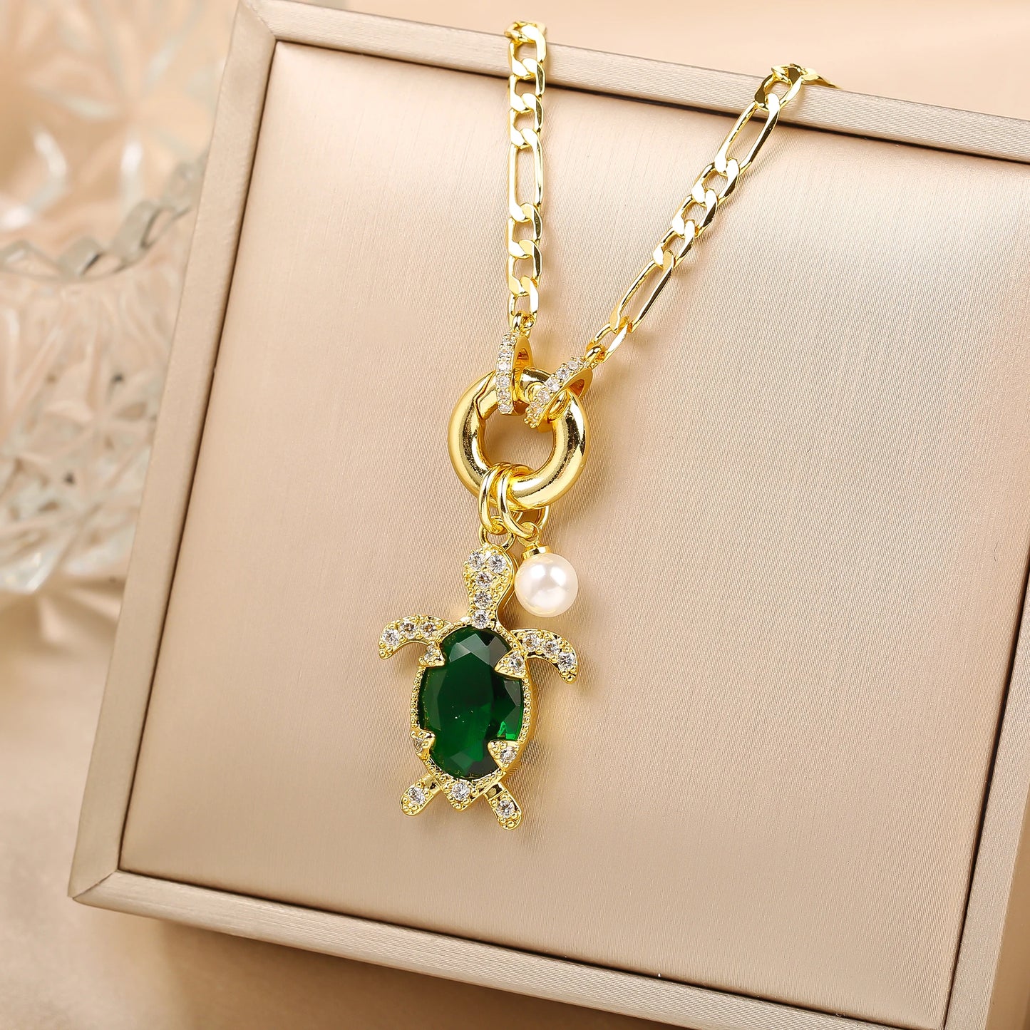 Hot Sale Cute Crystal Sea Turtle Animal Pendant Necklace High Quality Women Girls Casual Party Clavicle Chain Jewelry Gift