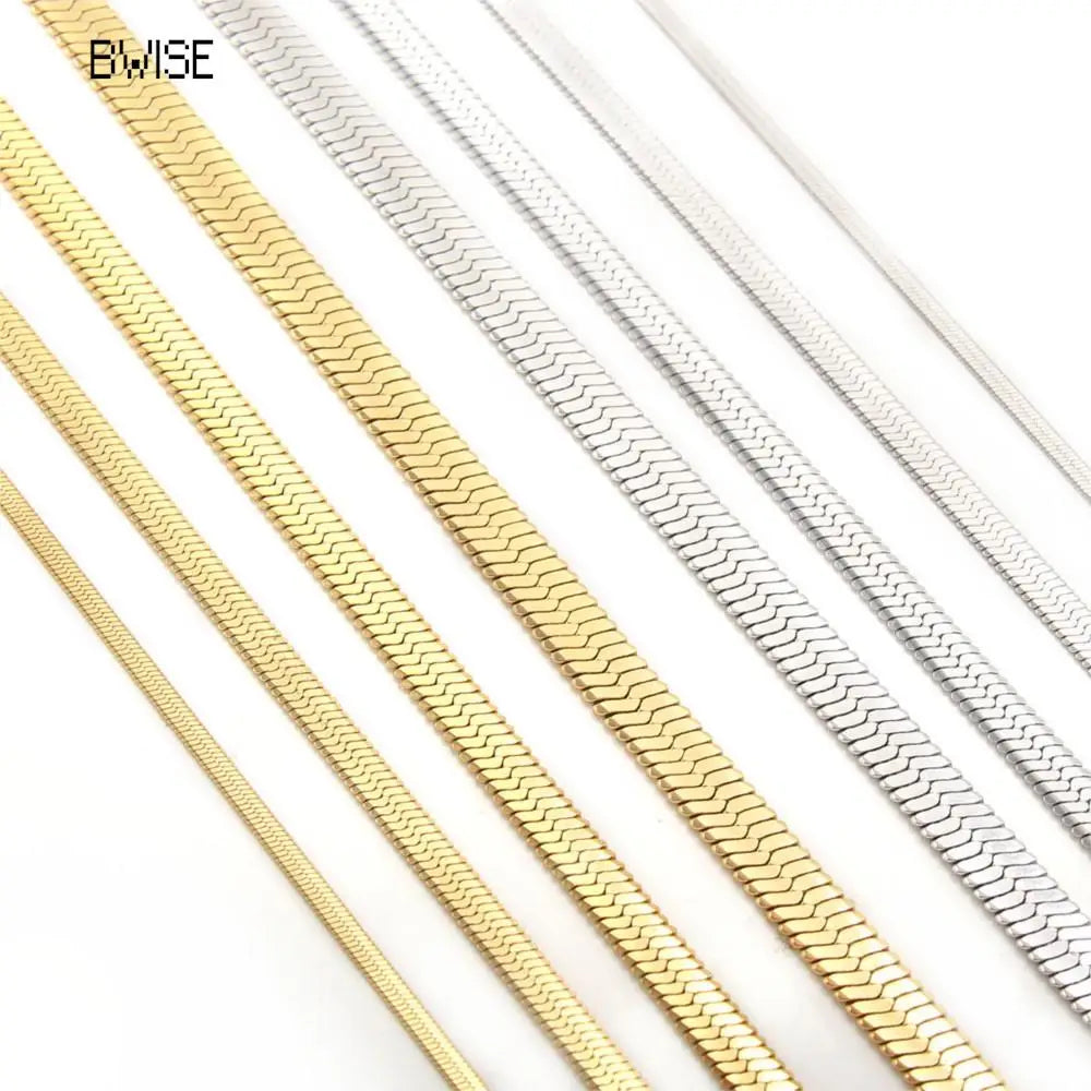 Hot Fashion Unisex Snake Chain Women Necklace Choker Stainless Steel Herringbone Gold Color Chain Necklace For Women Jewelry