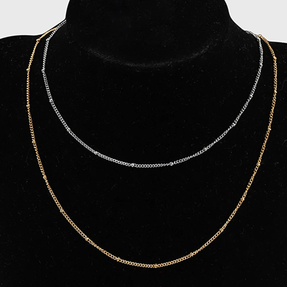 10pcs 5pcs Stainless Steel Bead Chain Necklace Chains for DIY Jewelry Making Findings 45cm+5cm Chain with Lobster Clasps No Fade