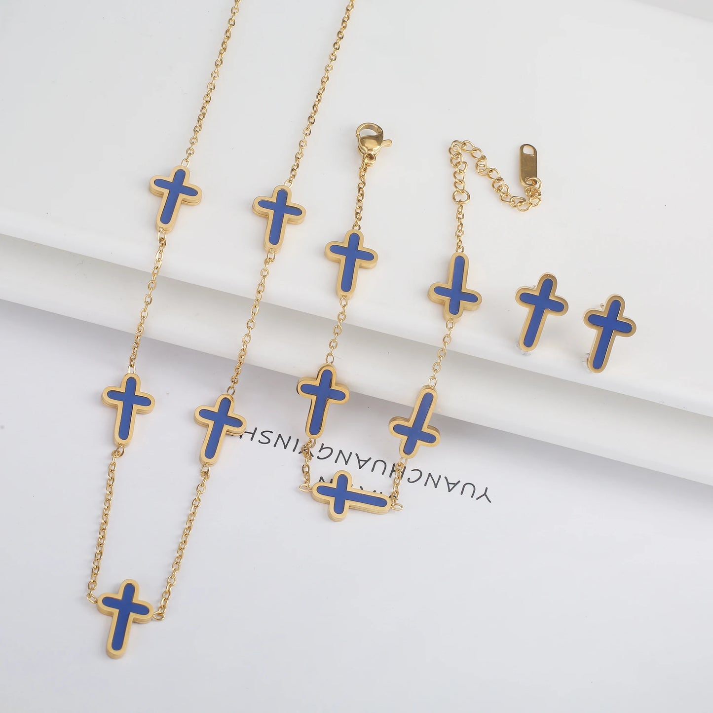 3PCS Hot Sale Stainless Steel Cross Bracelet Jewelry Set Necklace Earrings Charming for Women Luxury Daily Party Jewelry Gift