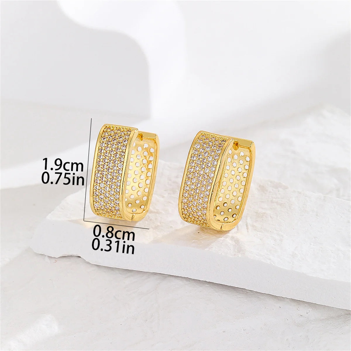 2pcs Fashion Paved CZ Huggie Hoop Earrings for Women,Metal Simple Versatile Girls Earrings Jewelry Suitable for Banquet Wear