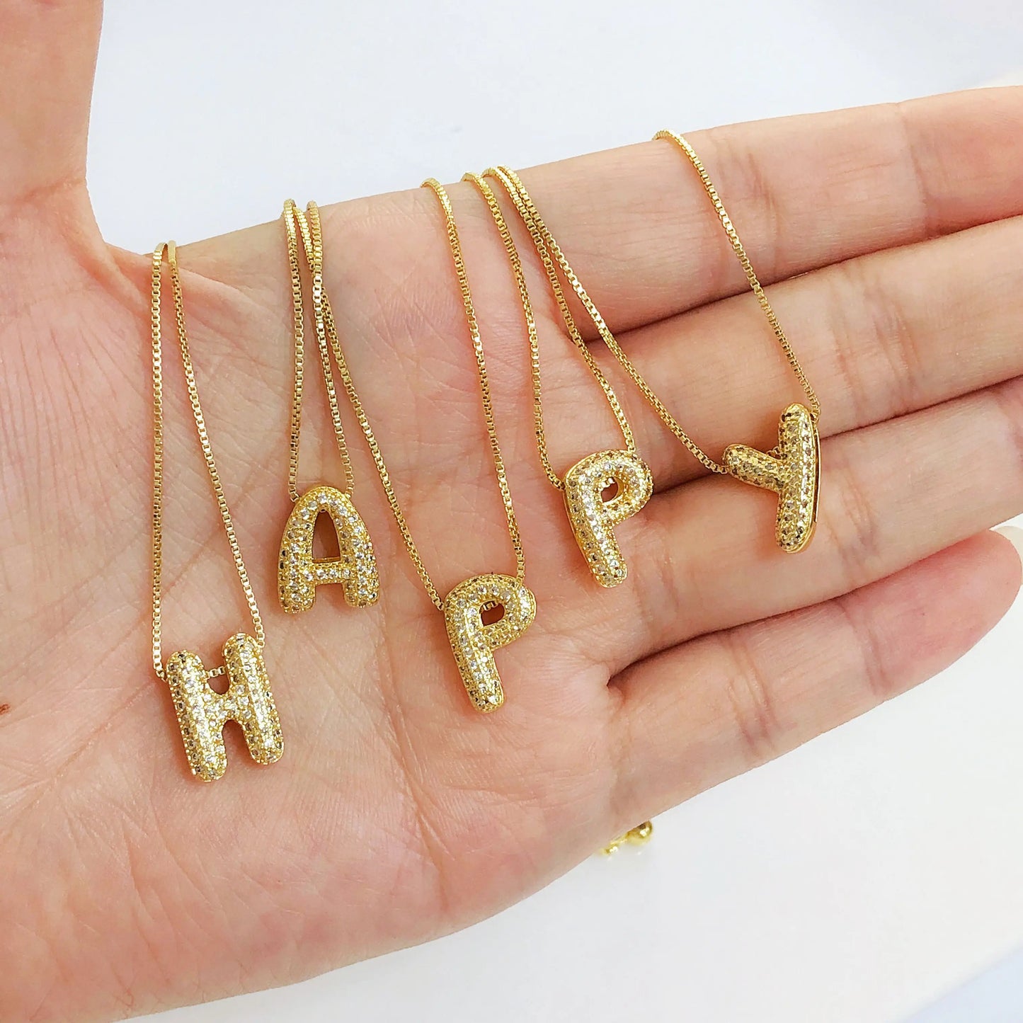 A-Z Zirconia Alphabet Gold Plated Stainless Steel Pendant Necklace for Women Initial Letter Clavicle Necklaces Collar Jewelry