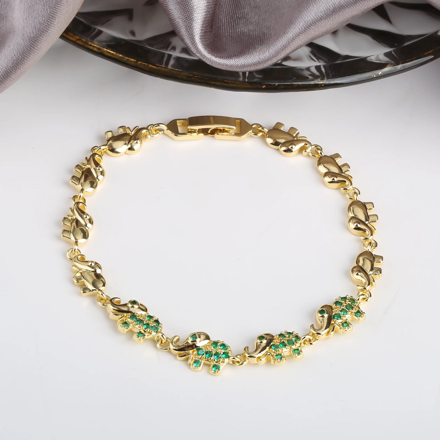 6 Colors New Trendy Gold plated Zirconia Elephant Bracelet Fashion Animal Bangle Punk Style For Woman Jewelry Gift Daily Wear